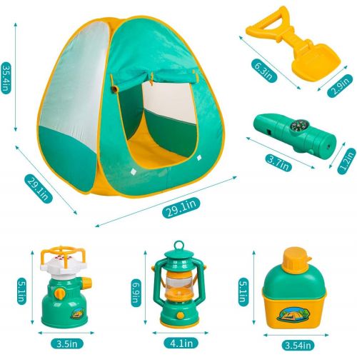  [아마존 핫딜] [아마존핫딜]Meland Kids Camping Set with Tent 20pcs - Camping Gear Tool Pretend Play Set for Toddlers Kids Boys Girls Outdoor Toy Birthday Gift