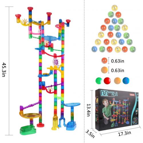  [아마존 핫딜] [아마존핫딜]Meland Marble Run Sets for Kids - 142Pcs Marble Race Track Marble Maze Madness Game STEM Building Tower Toy for 4 5 6 + Year Old Boys Girls(113 Pcs + 25 Glass Marbles + 4 Led Lighted Marb