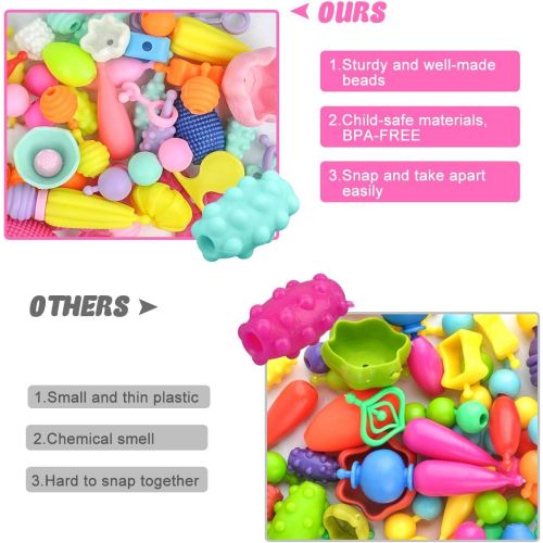  [아마존핫딜][아마존 핫딜] Meland Pop Beads - 600+Pcs Arts and Crafts Girls Toys for Kids Age 3 4 5 6 7 8 9, DIY Jewelry Making Snap Beads Kit for Toddlers Creativity Christmas Birthday Gifts Including Hairband Nec
