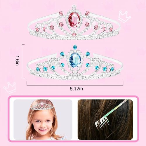 Meland Princess Dress Up Little Girls Princess Toys with 3 Color Skirts, 3 Pairs of Heel Shoes, 2 Crown Tiaras, Princess Accessories for Little Girls Toddlers for Birthday Christ