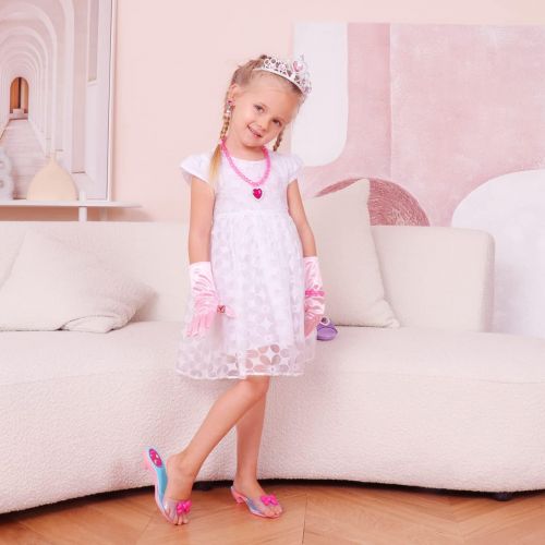  Meland Princess Dress Up Shoes and Jewelry Boutique 4 Pairs of Play Shoes and Pretend Jewelry Toys Princess Accessories Play Gift Set for Toddlers Little Girls Aged 3,4,5,6 Years