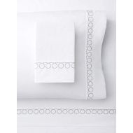 Melange Home Percale Cotton Ring Star Embroidery Sheet Set Queen, Charcoal on White
