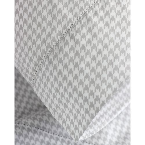  Melange Home 400TC Series Houndstooth Sheet Set Queen, Grey