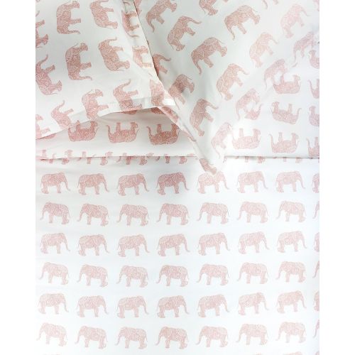  Melange Home 400TC Series Elephants Duvet Set, Twin, Pink