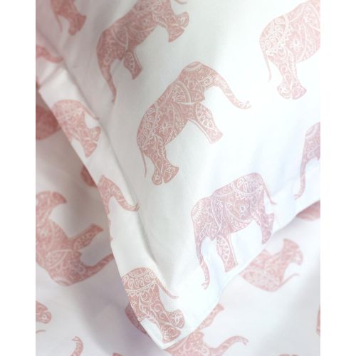  Melange Home 400TC Series Elephants Duvet Set, Twin, Pink