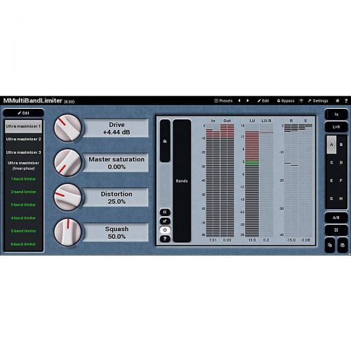  MeldaProduction},description:Add this to a track, turn up the drive and make your music sound better! Yes, thats right, this is MMultiBandLimiter, the ultimate multiband limiter an