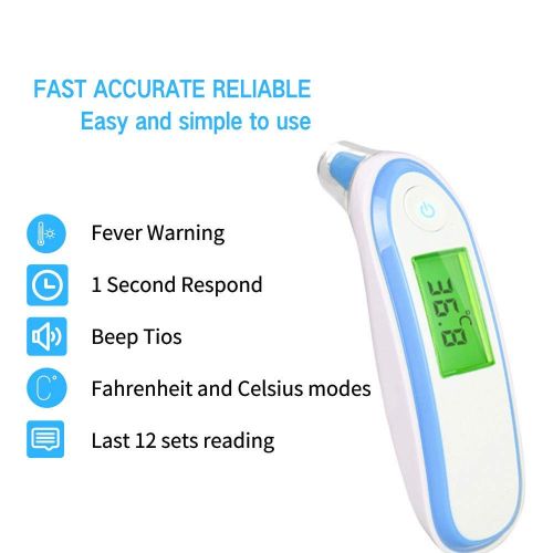  Mele & Co. Infant Thermometer, Digital Forehead Thermometer and Ear-Thermometer Medical Infrared 2 Modes for Baby, Child, Adult with Instant Reading Function, Fever Alert, CE and FDA Certific