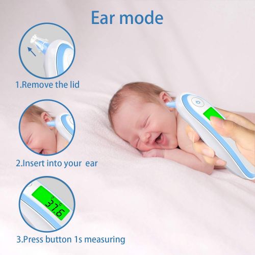  Mele & Co. Infant Thermometer, Digital Forehead Thermometer and Ear-Thermometer Medical Infrared 2 Modes for Baby, Child, Adult with Instant Reading Function, Fever Alert, CE and FDA Certific