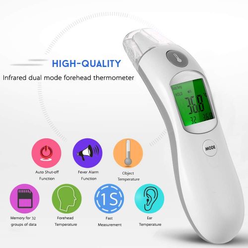  Mele & Co. Ear Thermometer with Forehead Function - FDA Approved for Baby and Adults - Upgraded Infrared Lens Technology for Better Accuracy - New Medical Algorithm,Gray