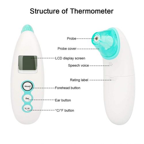  Mele & Co. Ear and Forehead Thermometer, Digital Infrared Medical Thermometer for Babies and Adults, DIAOCARE 4 in 1 Professional Precision Instant Fever Warning,Green