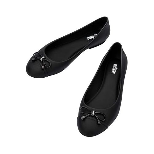  Melissa Doll V Jelly Flats for Women - Soft & Flexible Ballet Flats for Women, Bow Applique, Slip-on Closed-Toe Jelly Shoes