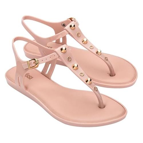  Melissa Solar Stud Jelly Sandals for Women- Women's Jelly Shoes with Metallic Studs, T-Strap Women's Sandals, Women's Fashion