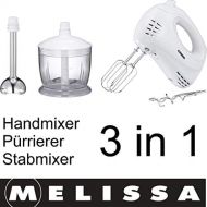 Melissa 16200062Handmixer,Stabmixer, 3in 1 Gerat, 600 ml Chopper,Weiss, 300 Watt, Multi-Zerkleinerer, stainless_steel
