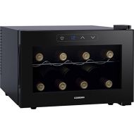 Melissa 16620018 Wein-Kuehler Deluxe fuer 8 Flaschen Getranke-Kuehlschrank schwarz mit LED Display Energieklasse A