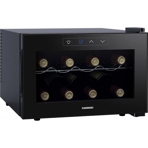  Melissa 16620018 Wein-Kuehler Deluxe fuer 8 Flaschen Getranke-Kuehlschrank schwarz mit LED Display Energieklasse A