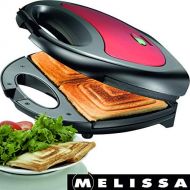 Melissa 16240084 750 Watt Sandwichtoaster Sandwich-Maker mit antihaftbeschichteten Backplatten, Rot Metallic