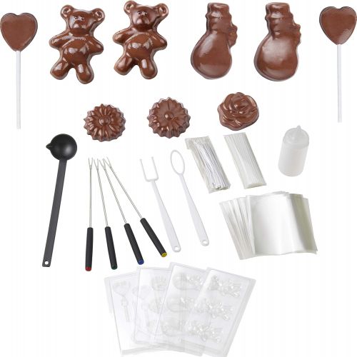  Melissa 16310178 Schokoladen-Fondue-Set, Schokoschmelzer, viel Zubehoer, 4 Personen,Keramiktopf,70 Watt,Pralinen,Geschenk, ceramic, braun