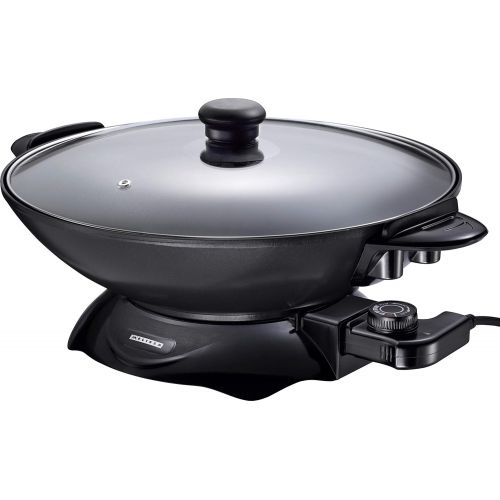  Melissa 16310207, Elektrowok, Elektrischer Wok mit Thermostat, antihaftbeschichtet, 1.500 Watt, 4,5 Liter (Elektropfanne), glass