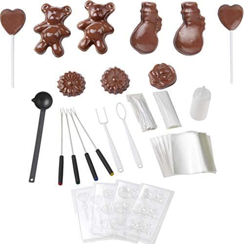  Melissa 16310178 Schokoladen-Fondue-Set, Schokoschmelzer, viel Zubehoer, 4 Personen,Keramiktopf,70 Watt,Pralinen,Geschenk, ceramic, braun