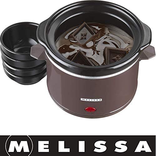  Melissa 16310178 Schokoladen-Fondue-Set, Schokoschmelzer, viel Zubehoer, 4 Personen,Keramiktopf,70 Watt,Pralinen,Geschenk, ceramic, braun