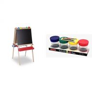 Melissa & Doug Deluxe Standing Art Easel - Dry-Erase Board, Chalkboard, Paper Roller with Melissa & Doug Spill Proof Paint Cups, Set of 4 Bundle