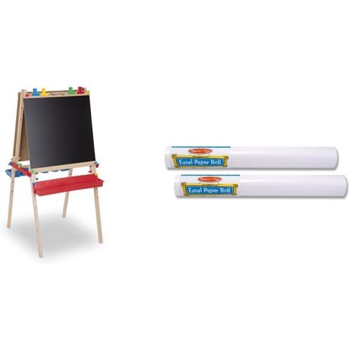  Kiddies Paradise Melissa & Doug Deluxe Standing Art Easel - Dry-Erase Board, Chalkboard, Paper Roller with Melissa & Doug Easel Paper Roll- 18 X75 (Set of 2) Bundle