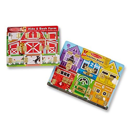  Melissa & Doug Magnetic Farm Hide and Seek and Deluxe Latches Board Bundle