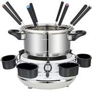 MELISSA 16310230 Electric Fondue for 8 People, 2 Litres, Meat, Chocolate, Cheese Fondue, 1200 Watt, Sauce Ring, Smooth Temperature Adjustment, White, Stainless Steel