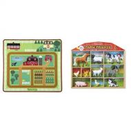 Melissa & Doug Farm Activity Play Rug (39x36) With Tractor, 3 Animals Plus 10 Flocked Farm Animal Figures