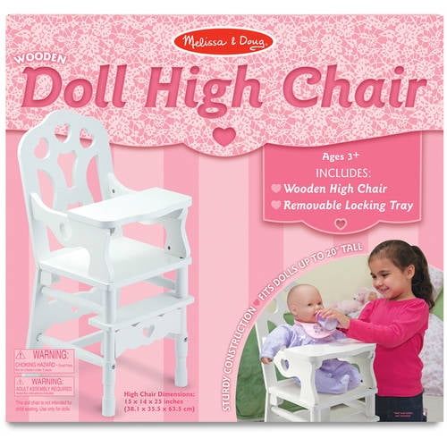  Melissa & Doug White Wooden Doll High Chair With Tray (14.75 x 25 x 14 inches)