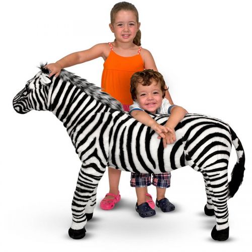  Melissa & Doug Giant Striped Zebra, Lifelike Stuffed Animal, nearly 3 tall