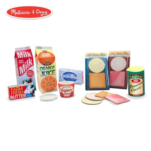  Melissa & Doug Fridge Groceries Play Food Cartons, 8pc, Toy Kitchen Accessories