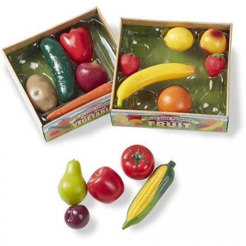  Melissa & Doug Play-Time Produce Fruit (9 pcs) and Vegetables (7 pcs) Realistic Play Food