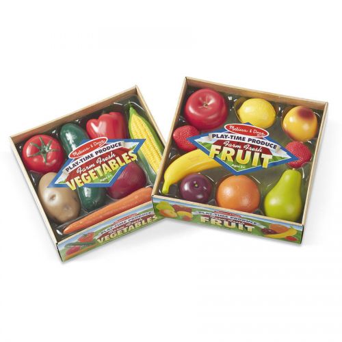  Melissa & Doug Play-Time Produce Fruit (9 pcs) and Vegetables (7 pcs) Realistic Play Food