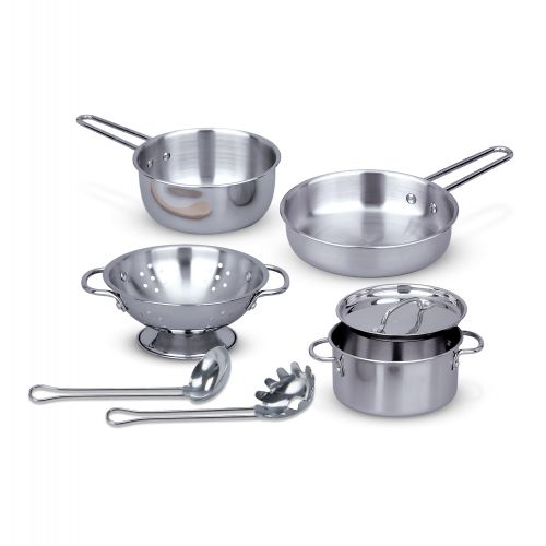  Melissa & Doug 8-Piece Stainless Steel What’s Cooking Pots and Pans Restaurant and Kitchen Play Set