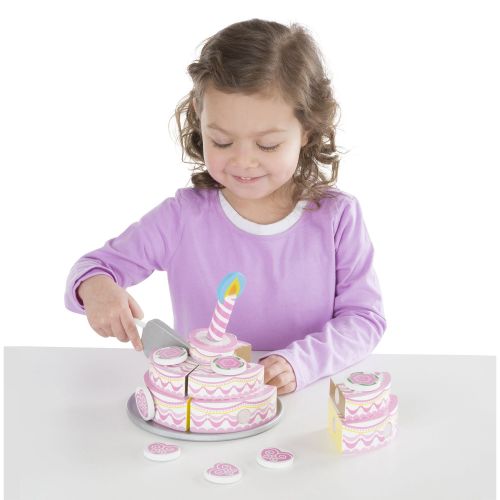  Melissa & Doug Melissa and Doug Triple-Layer Party Cake Wooden Play Food