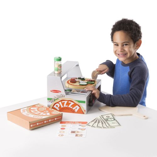  Melissa & Doug Top and Bake Wooden Pizza Counter Play Food Set