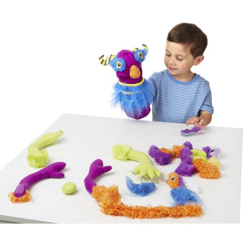  Melissa & Doug Make-Your-Own Fuzzy Monster Puppet Kit With Carrying Case (30 pcs)