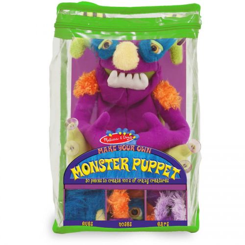  Melissa & Doug Make-Your-Own Fuzzy Monster Puppet Kit With Carrying Case (30 pcs)