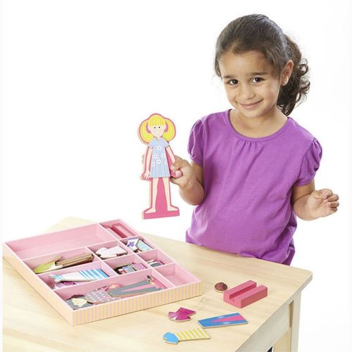  Melissa & Doug Abby and Emma Deluxe Magnetic Wooden Dress-Up Dolls Play Set (55+ pcs)