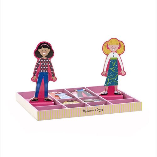  Melissa & Doug Abby and Emma Deluxe Magnetic Wooden Dress-Up Dolls Play Set (55+ pcs)
