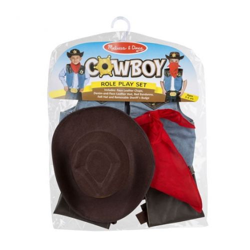  Melissa & Doug Cowboy Role Play Costume Set (5 pcs) - Includes Faux Leather Chaps