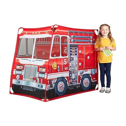  Melissa & Doug Fire Truck Play Tent Role Play Firefighter Tent, Fire Truck Tent for Kids Ages 3+