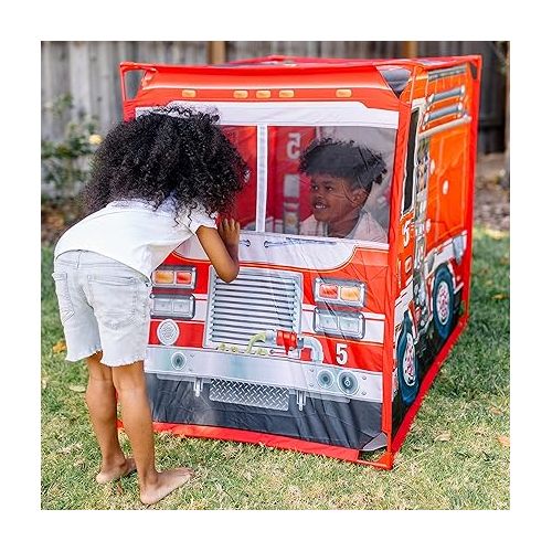  Melissa & Doug Fire Truck Play Tent Role Play Firefighter Tent, Fire Truck Tent for Kids Ages 3+