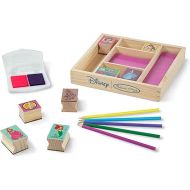 Melissa & Doug Disney Princess Wooden Stamp Set: 9 Stamps, 5 Colored Pencils, and 2-Color Stamp Pad With Washable Ink For Kids Ages 4+