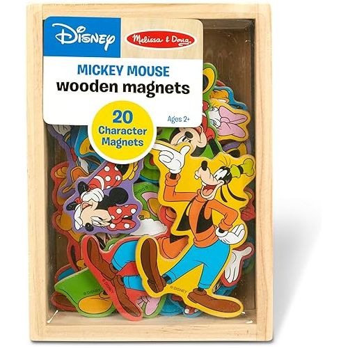  Melissa & Doug Wooden Mickey Mouse Character Magnets (20 pcs) - Cute Fridge Magnets For Toddlers Ages 2+