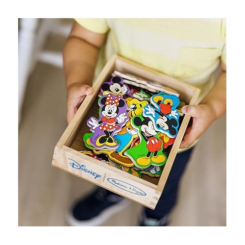  Melissa & Doug Wooden Mickey Mouse Character Magnets (20 pcs) - Cute Fridge Magnets For Toddlers Ages 2+