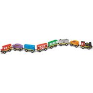 Melissa & Doug Wooden Train Cars (8 pcs) - Magnetic Train, Wooden Train Toys, Train Sets For Toddlers And Kids Ages 3+
