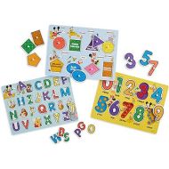 Melissa & Doug Disney Wooden Peg Puzzles Set: Letters, Numbers, and Shapes and Colors - Letters And Number Puzzles, Disney Puzzles, Wooden Puzzles For Toddlers And Kids Ages 3+, Multicolor