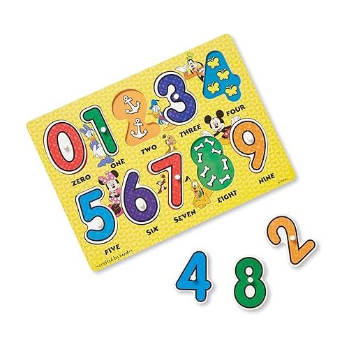  Melissa & Doug Disney Wooden Peg Puzzles Set: Letters, Numbers, and Shapes and Colors - Letters And Number Puzzles, Disney Puzzles, Wooden Puzzles For Toddlers And Kids Ages 3+, Multicolor